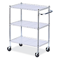 Three-Shelf Wire Cart with Liners, Metal, 3 Shelves, 600 lb Capacity, 34.21" x 18" x 40", Silver (SW333018SR)
