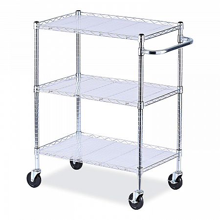 Three-Shelf Wire Cart with Liners, Metal, 3 Shelves, 600 lb Capacity, 34.21