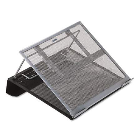 Rolodex Mesh Laptop Stand with Cord Organizer, 13" x 11.75" x 6.75", Black/Silver, Supports 15 lbs (82410)