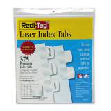 Redi-Tag Laser Printable Index Tabs, 1/5-Cut Tabs, White, 1.13" Wide, 375/Pack (39017)