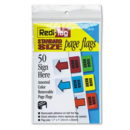 Redi-Tag Removable Page Flags, Green/Yellow/Red/Blue/Orange, 10/Color, 50/Pack (76830)