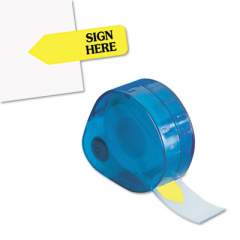 Redi-Tag Arrow Message Page Flags in Dispenser, "Sign Here", Yellow, 120 Flags/Dispenser (81014)