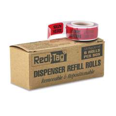 Redi-Tag Arrow Message Page Flag Refills, "Sign Here", Red, 6 Rolls of 120 Flags/Box (91002)