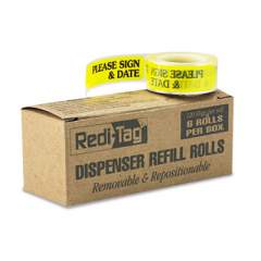 Redi-Tag Arrow Message Page Flag Refills, "Please Sign and Date", Yellow, 120/Roll, 6 Rolls (91032)