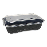 EarthChoice Versa2Go Microwaveable Container, 36 oz, 8.4 x 5.6 x 2, Black/Clear, Plastic, 150/Carton (NV2GRT3688B)