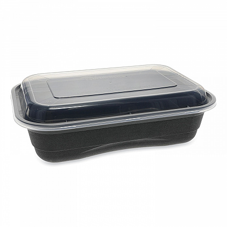 EarthChoice Versa2Go Microwaveable Container, 36 oz, 8.4 x 5.6 x 2, Black/Clear, Plastic, 150/Carton (NV2GRT3688B)