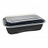 EarthChoice Versa2Go Microwaveable Container, 36 oz, 8.4 x 5.6 x 2, Black/Clear, Plastic, 150/Carton (NV2GRT3688B)
