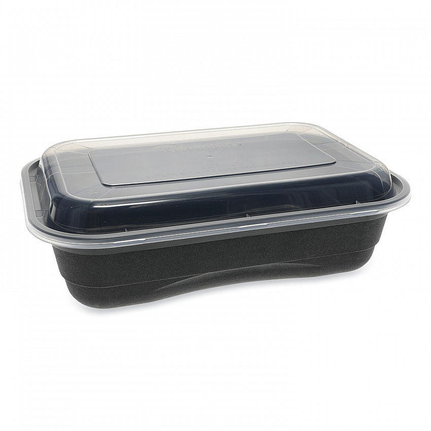 EarthChoice Versa2Go Microwaveable Container, 36 oz, 8.4 x 5.6 x 2, Black/Clear, Plastic, 150/Carton (NV2GRT3688B)