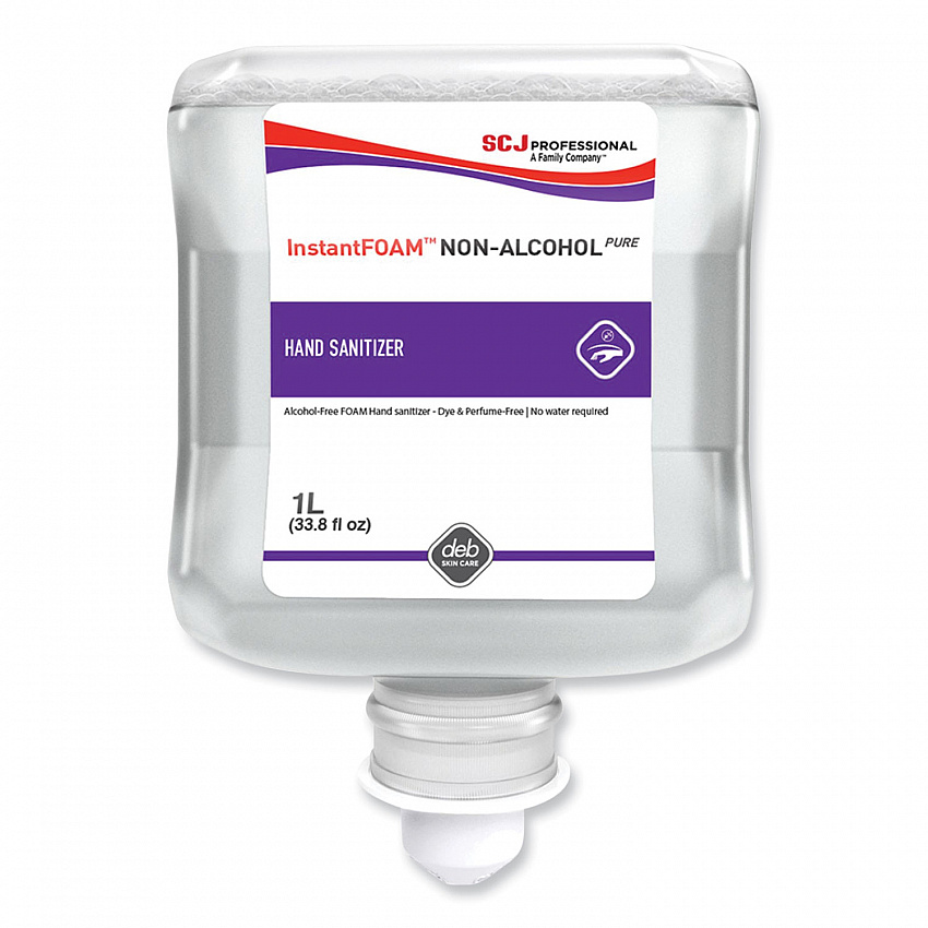 InstantFOAM Non-Alcohol PURE Hand Sanitizer, 1 L Refill Cartridge, Unscented, 6/Carton (55857)