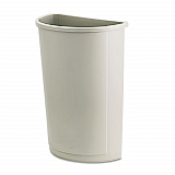 Untouchable Half-Round Plastic Receptacle, 21 gal, Plastic, Beige (352000BG)