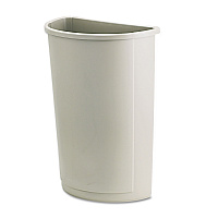 Untouchable Half-Round Plastic Receptacle, 21 gal, Plastic, Beige (352000BG)
