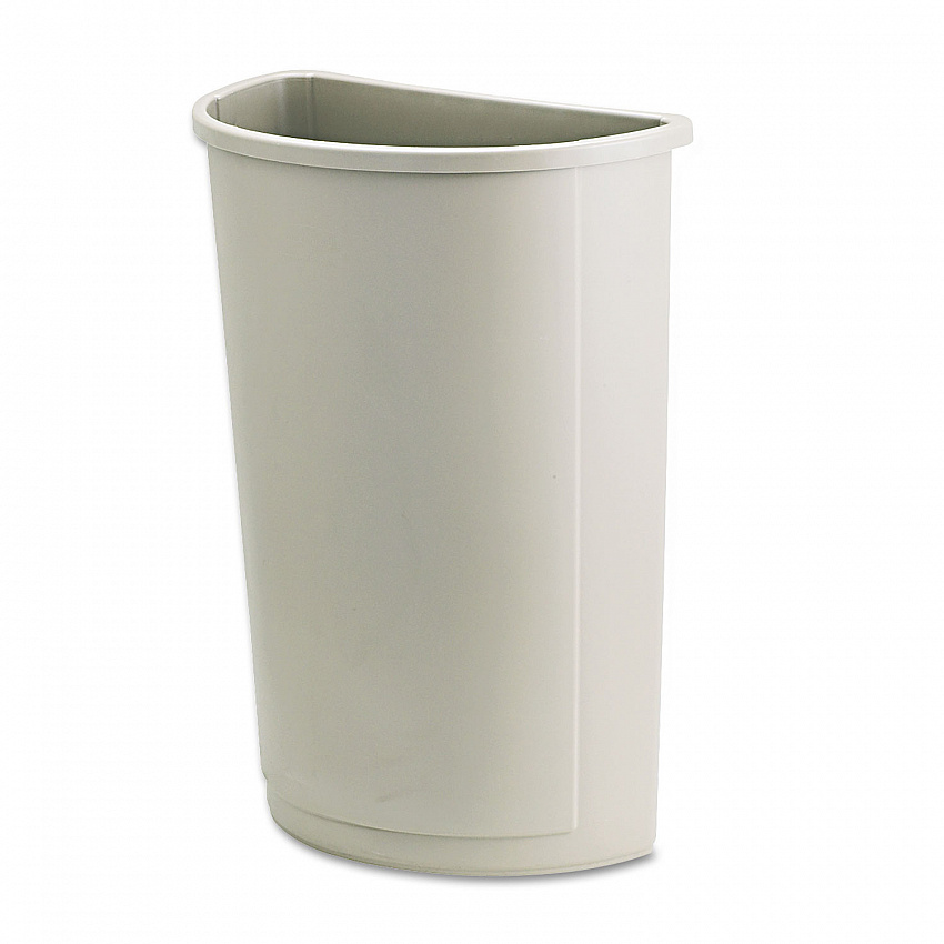 Untouchable Half-Round Plastic Receptacle, 21 gal, Plastic, Beige (352000BG)