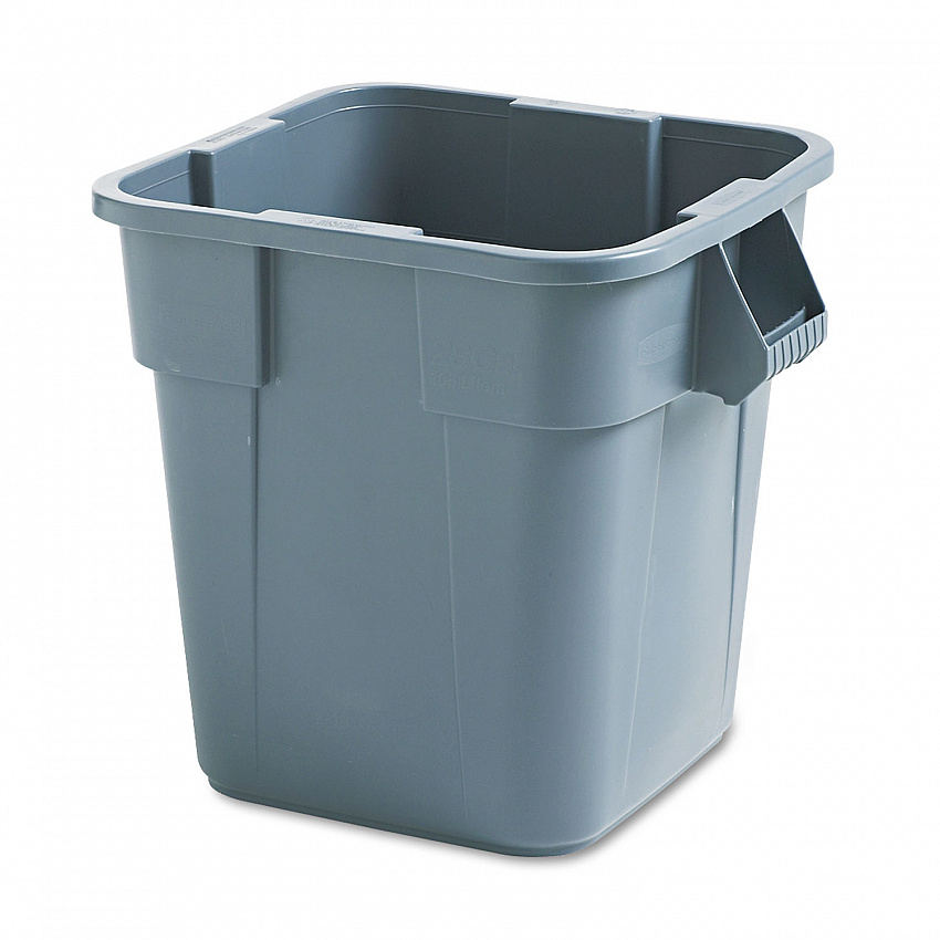 Square Brute Container, 28 gal, Polyethylene, Gray (352600GY)