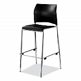 Cafetorium Bar Height Stool, Padded Seat/Back, Supports Up to 500 lb, 31" Seat Height, Black Seat, Black Back,Chrome Base (8710B1110)