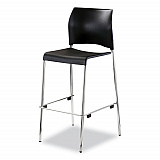 Cafetorium Bar Height Stool, Supports Up to 500 lb, 31" Seat Height, Black Seat, Black Back, Chrome Base (8810B1110)