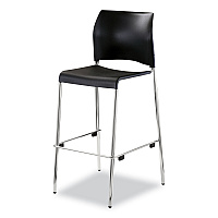 Cafetorium Bar Height Stool, Supports Up to 500 lb, 31" Seat Height, Black Seat, Black Back, Chrome Base (8810B1110)