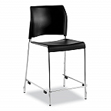 Cafetorium Counter Height Stool, Supports Up to 300 lb, 24" Seat Height, Black Seat, Black Back, Chrome Base (8810C1110)