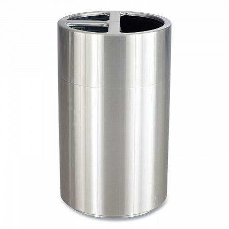 Triple Recycling Receptacle, 40 gal, Steel, Brushed Aluminum (9941SS)