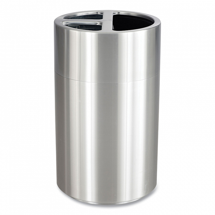 Triple Recycling Receptacle, 40 gal, Steel, Brushed Aluminum (9941SS)