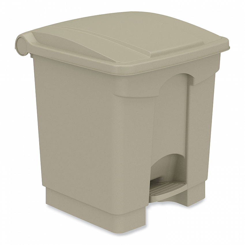Plastic Step-On Receptacle, 8 gal, Metal, Tan (9924TN)