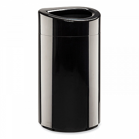 Open Top Oval Waste Receptacle, 14 gal, Steel, Black (9921BL)