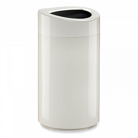 Open Top Oval Waste Receptacle, 14 gal, Steel, White (9921WH)