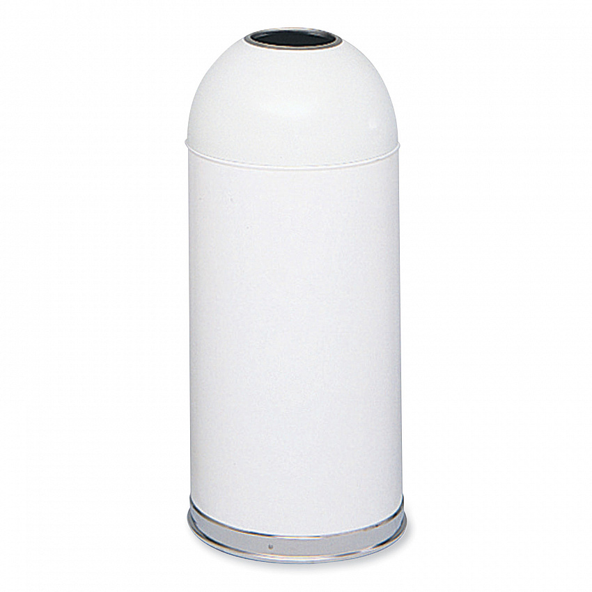 Open Top Dome Receptacle, 15 gal, Steel, White (9639WH)