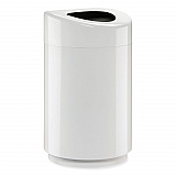 Open Top Round Waste Receptacle, 30 gal, Steel, White (9920WH)