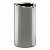 Open Top Oval Waste Receptacle, 14 gal, Steel, Silver (9921SL)