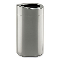 Open Top Oval Waste Receptacle, 14 gal, Steel, Silver (9921SL)