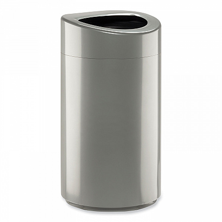 Open Top Oval Waste Receptacle, 14 gal, Steel, Silver (9921SL)