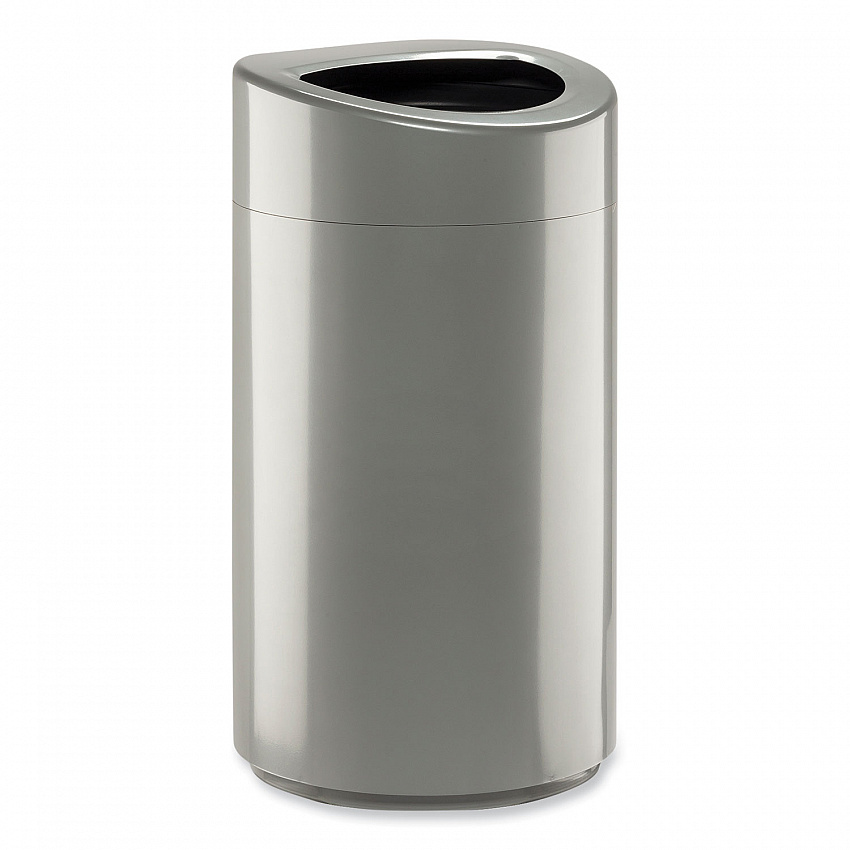 Open Top Oval Waste Receptacle, 14 gal, Steel, Silver (9921SL)