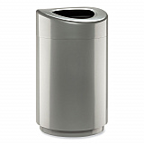 Open Top Round Waste Receptacle, 30 gal, Steel, Silver (9920SL)