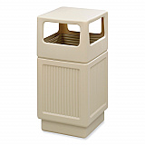Canmeleon Recessed Panel Receptacles, Side-Open, 38 gal, Polyethylene, Tan (9476TN)