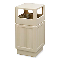 Canmeleon Recessed Panel Receptacles, Side-Open, 38 gal, Polyethylene, Tan (9476TN)
