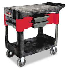 Rubbermaid Commercial Trades Cart, Two-Shelf, 19.25w x 38d x 33.38h, Black (618000BLA)