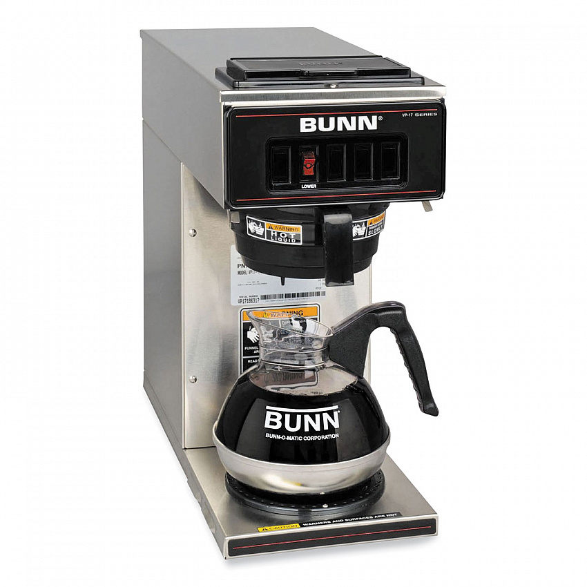 VP17-1 12-Cup Commercial Pourover Coffee Brewer, Stainless Steel/Black (133000001)