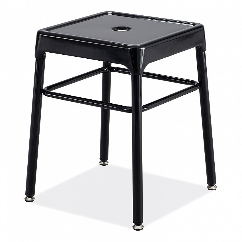 Steel GuestBistro Stool, Backless, Supports Up to 250 lb, 18" Seat Height, Black Seat, Black Base (6604BL)
