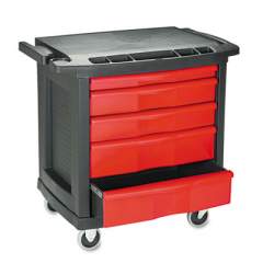 Rubbermaid Commercial Five-Drawer Mobile Workcenter, 32 1/2w x 20d x 33 1/2h, Black Plastic Top (773488)