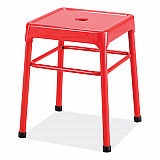 Steel GuestBistro Stool, Backless, Supports Up to 250 lb, 18" Seat Height, Red Seat, Red Base (6604RD)