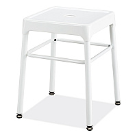 Steel GuestBistro Stool, Backless, Supports Up to 250 lb, 18" Seat Height, White Seat, White Base (6604WH)
