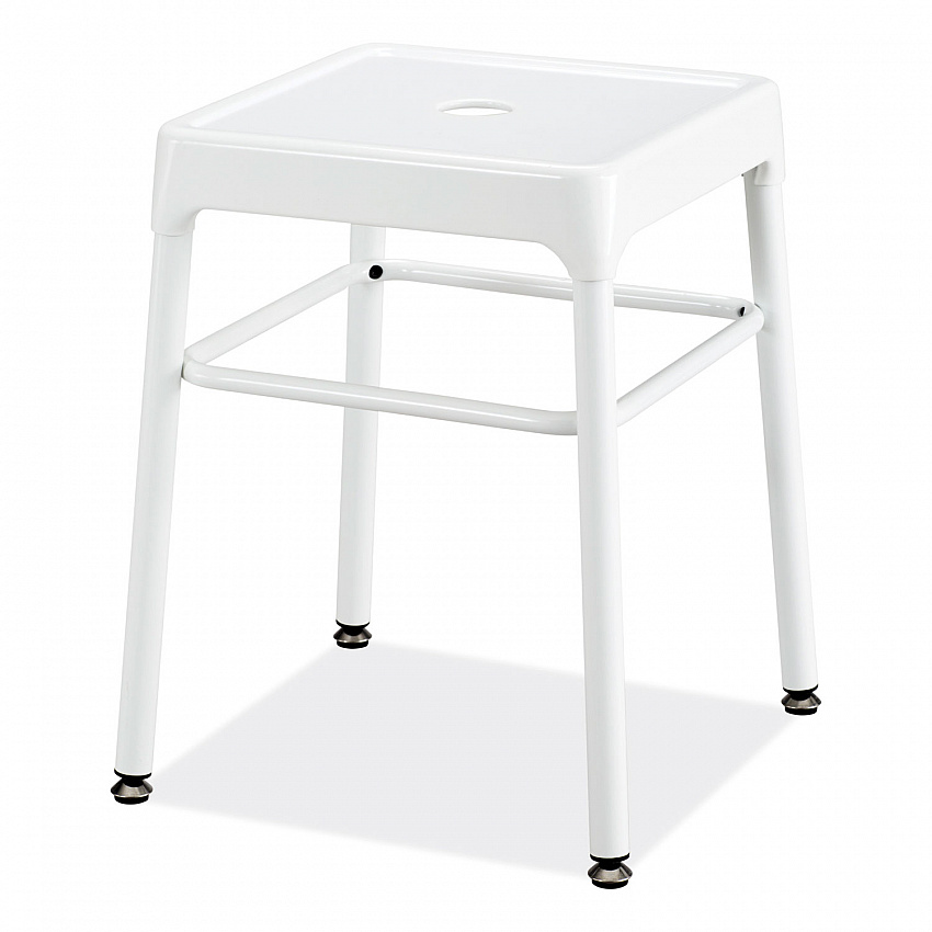 Steel GuestBistro Stool, Backless, Supports Up to 250 lb, 18" Seat Height, White Seat, White Base (6604WH)