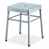 Steel GuestBistro Stool, Backless, Supports Up to 250 lb, 18" Seat Height, Silver Seat, Silver Base (6604SL)