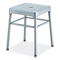 Steel GuestBistro Stool, Backless, Supports Up to 250 lb, 18" Seat Height, Silver Seat, Silver Base (6604SL)
