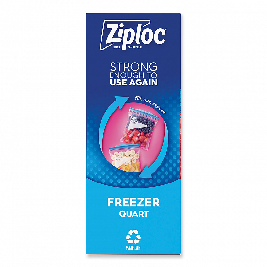 Zipper Freezer Bags, 32 oz, 6.97" x 7.7", Clear, 38 Bags/Box, 9 Boxes/Carton (314444)