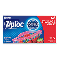 Double Zipper Storage Bags, Triple System Seal, Quart, 9.63" x 8.5", Clear, 9/Carton (314469)