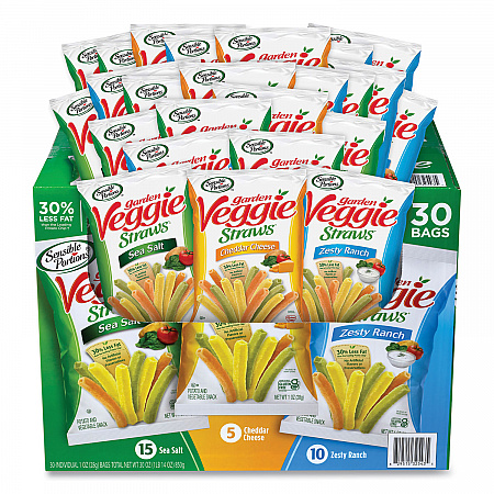 Veggie Straws, Cheddar Cheese/Sea Salt/Zesty Ranch, 1 oz Bag, 30 Bags/Carton (22000413)