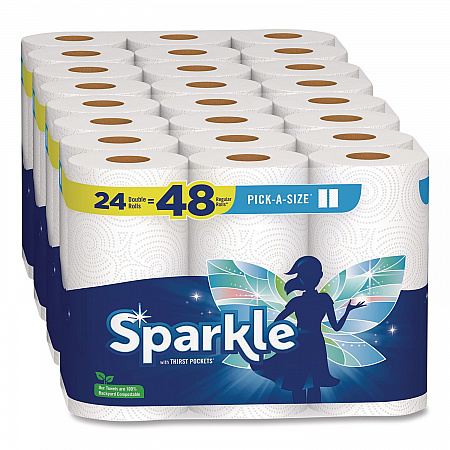 Pick-A-Size Perforated Kitchen Double Roll Towels with Thirst Pockets, 2-Ply, 11 x 6, White, 110 Sheets/Roll, 24 Rolls/Pack (2226450)