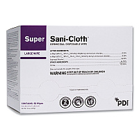 Super Sani-Cloth Individually Wrapped Germicidal Disposable Wipes, Large, 1-Ply, 5 x 8, Unscented, White, 50/Pack (H04082)