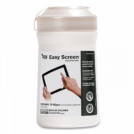 PDI Easy Screen Cleaning Wipes, 1-Ply, 9 x 6, Unscented, White, 70/Pack (P03672)